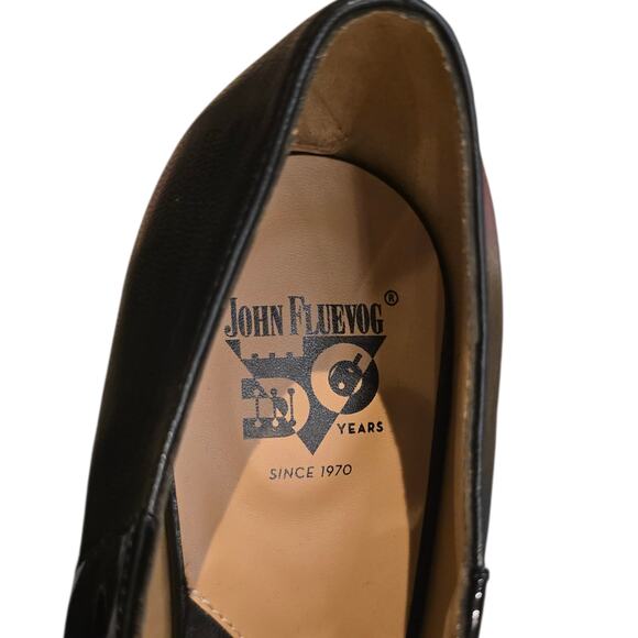 New John Fluevog Bellevue Vestal Mary Jane with Lace Cut Outs Black Heels 10.5 - Picture 9 of 10